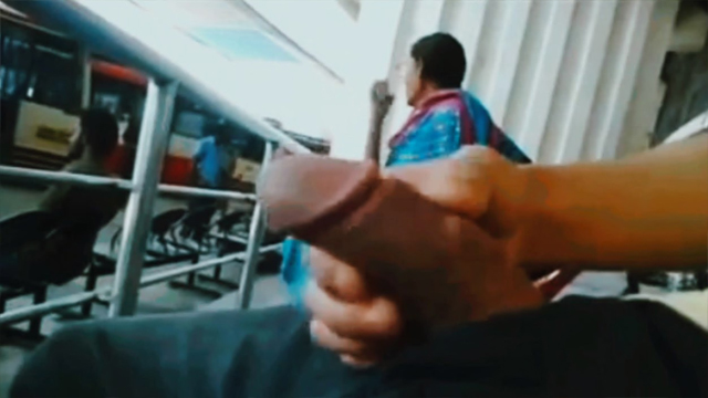Daring Guy Flash Dick Infront Of Bass Station