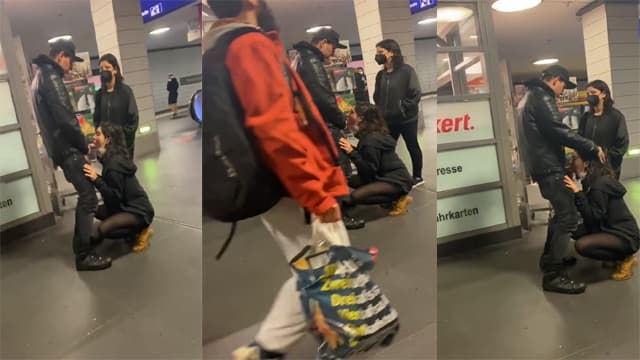 Lovers Caught Giving Blowjob in Metro Station