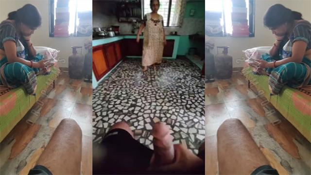 House Owner Horny Son Masturbating Infront Of Maid Aunty