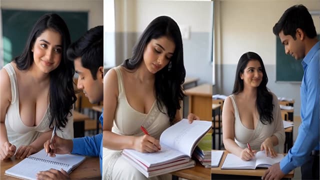 College Big Boobs Tutor Motivates A Student Fucking